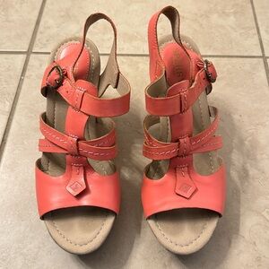 Pink Sperry corked wedges